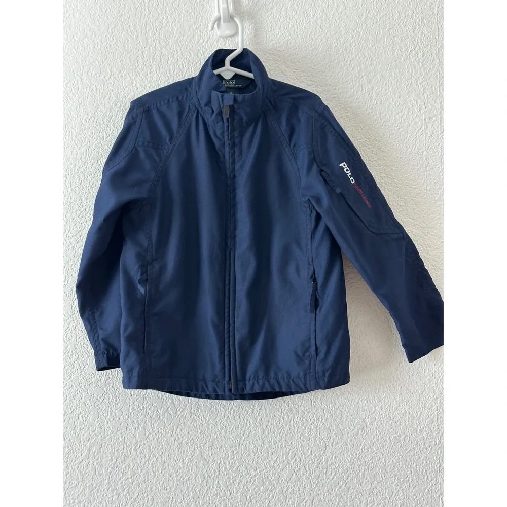 Polo Ralph Lauren Kids Navy Blue Full Zip Windbreaker Jacket Size 5 Utility Logo
